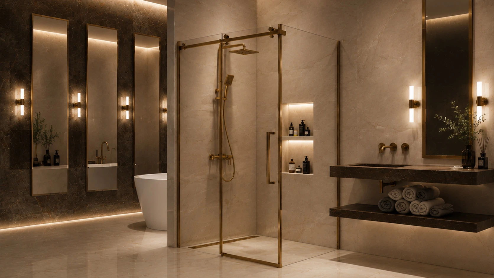 Vernum Collection | Fırçalı Bronz Premium Duşakabin Sistemi